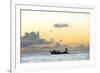 Seine fisherman lay their nets from a boat in Castara Bay in Tobago at sunset, Trinidad and Tobago-Alex Treadway-Framed Photographic Print