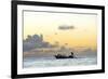 Seine fisherman lay their nets from a boat in Castara Bay in Tobago at sunset, Trinidad and Tobago-Alex Treadway-Framed Photographic Print