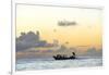 Seine fisherman lay their nets from a boat in Castara Bay in Tobago at sunset, Trinidad and Tobago-Alex Treadway-Framed Photographic Print