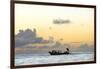 Seine fisherman lay their nets from a boat in Castara Bay in Tobago at sunset, Trinidad and Tobago-Alex Treadway-Framed Photographic Print