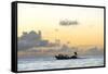 Seine fisherman lay their nets from a boat in Castara Bay in Tobago at sunset, Trinidad and Tobago-Alex Treadway-Framed Stretched Canvas