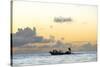 Seine fisherman lay their nets from a boat in Castara Bay in Tobago at sunset, Trinidad and Tobago-Alex Treadway-Stretched Canvas