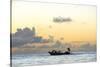 Seine fisherman lay their nets from a boat in Castara Bay in Tobago at sunset, Trinidad and Tobago-Alex Treadway-Stretched Canvas