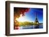 Seine in Paris with Eiffel Tower in Autumn Time-Iakov Kalinin-Framed Photographic Print