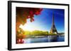 Seine in Paris with Eiffel Tower in Autumn Time-Iakov Kalinin-Framed Photographic Print