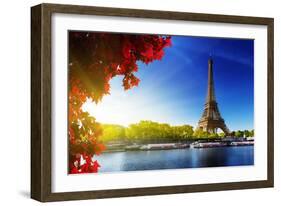 Seine in Paris with Eiffel Tower in Autumn Time-Iakov Kalinin-Framed Photographic Print