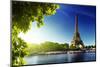 Seine In Paris With Eiffel Tower In Sunrise Time-Iakov Kalinin-Mounted Photographic Print