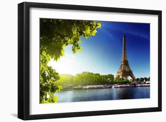 Seine In Paris With Eiffel Tower In Sunrise Time-Iakov Kalinin-Framed Photographic Print