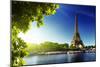 Seine In Paris With Eiffel Tower In Sunrise Time-Iakov Kalinin-Mounted Photographic Print