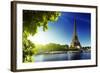 Seine In Paris With Eiffel Tower In Sunrise Time-Iakov Kalinin-Framed Photographic Print