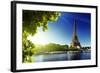 Seine In Paris With Eiffel Tower In Sunrise Time-Iakov Kalinin-Framed Photographic Print