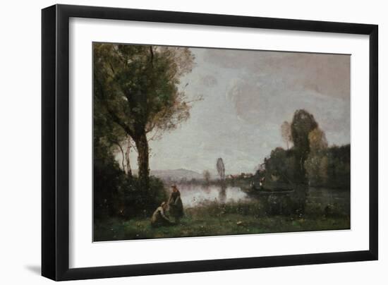 Seine Landscape Near Chatou, 1885-Jean-Baptiste-Camille Corot-Framed Premium Giclee Print