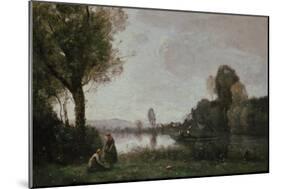 Seine Landscape Near Chatou, 1885-Jean-Baptiste-Camille Corot-Mounted Giclee Print