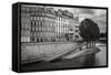 Seine River Bank on Ile Saint Louis, Paris, France-Francois Roux-Framed Stretched Canvas