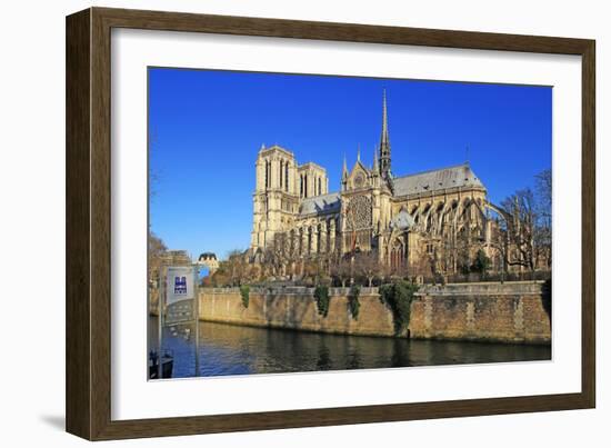 Seine River with Notre Dame Cathedral, UNESCO World Heritage Site, Paris, Ile de France, France, Eu-Hans-Peter Merten-Framed Photographic Print