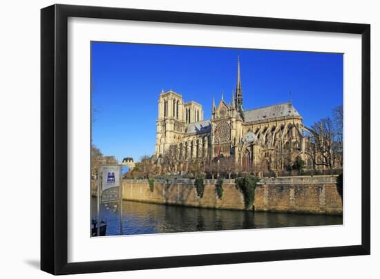 Seine River with Notre Dame Cathedral, UNESCO World Heritage Site, Paris, Ile de France, France, Eu-Hans-Peter Merten-Framed Photographic Print