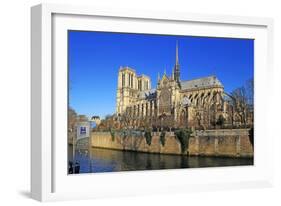 Seine River with Notre Dame Cathedral, UNESCO World Heritage Site, Paris, Ile de France, France, Eu-Hans-Peter Merten-Framed Photographic Print