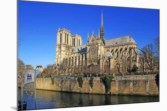 Seine River with Notre Dame Cathedral, UNESCO World Heritage Site, Paris, Ile de France, France, Eu-Hans-Peter Merten-Mounted Photographic Print