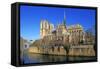 Seine River with Notre Dame Cathedral, UNESCO World Heritage Site, Paris, Ile de France, France, Eu-Hans-Peter Merten-Framed Stretched Canvas