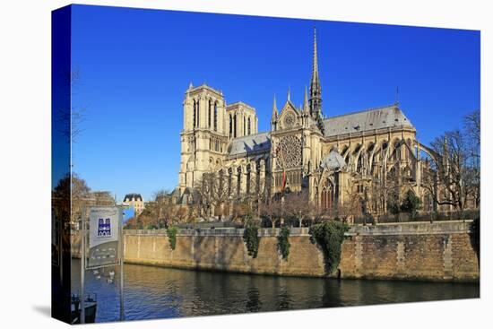 Seine River with Notre Dame Cathedral, UNESCO World Heritage Site, Paris, Ile de France, France, Eu-Hans-Peter Merten-Stretched Canvas