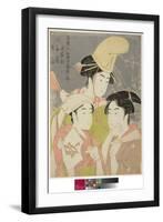 Seiro Niwaka Onna Geisha No Bu : Asazumabune Ogiuri Uta....., 1793 (Colour Woodblock Print)-Kitagawa Utamaro-Framed Giclee Print