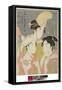 Seiro Niwaka Onna Geisha No Bu : Asazumabune Ogiuri Uta....., 1793 (Colour Woodblock Print)-Kitagawa Utamaro-Framed Stretched Canvas