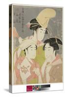 Seiro Niwaka Onna Geisha No Bu : Asazumabune Ogiuri Uta....., 1793 (Colour Woodblock Print)-Kitagawa Utamaro-Stretched Canvas
