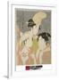 Seiro Niwaka Onna Geisha No Bu : Asazumabune Ogiuri Uta....., 1793 (Colour Woodblock Print)-Kitagawa Utamaro-Framed Giclee Print