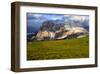 Seiser Alm and Langkofel in Schlern-Rosengarten Nature Park, Dolomites, Trentino-South Tyrol, Italy-null-Framed Art Print