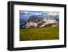 Seiser Alm and Langkofel in Schlern-Rosengarten Nature Park, Dolomites, Trentino-South Tyrol, Italy-null-Framed Art Print