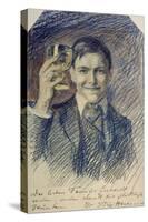 Selbstbildnis mit Weinglas. 1905-August Macke-Stretched Canvas