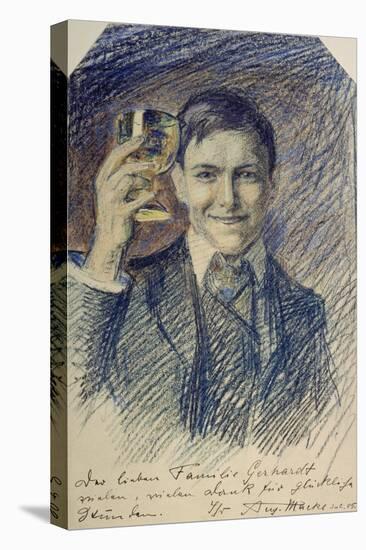 Selbstbildnis mit Weinglas. 1905-August Macke-Stretched Canvas