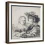 Selbstbildnis zeichnend mit Saskia. 1636-null-Framed Giclee Print