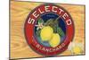 Selected Brand - Santa Paula, California - Citrus Crate Label-Lantern Press-Mounted Art Print