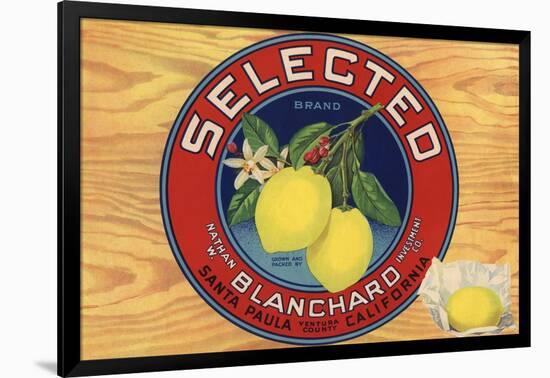 Selected Brand - Santa Paula, California - Citrus Crate Label-Lantern Press-Framed Art Print
