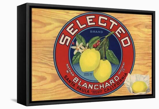 Selected Brand - Santa Paula, California - Citrus Crate Label-Lantern Press-Framed Stretched Canvas