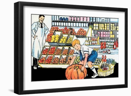 Selecting a Pumpkin-Julia Letheld Hahn-Framed Art Print