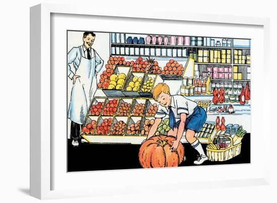 Selecting a Pumpkin-Julia Letheld Hahn-Framed Art Print