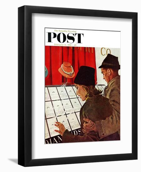 "Selecting the Ring," Saturday Evening Post Cover, February 11, 1961-George Hughes-Framed Giclee Print