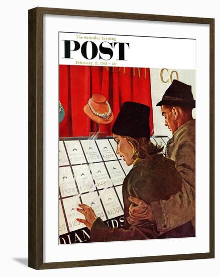 "Selecting the Ring," Saturday Evening Post Cover, February 11, 1961-George Hughes-Framed Giclee Print