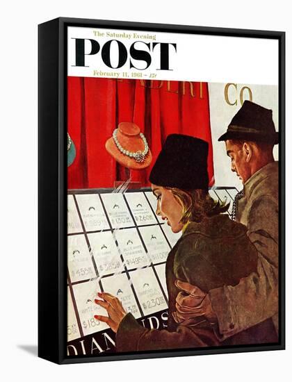 "Selecting the Ring," Saturday Evening Post Cover, February 11, 1961-George Hughes-Framed Stretched Canvas