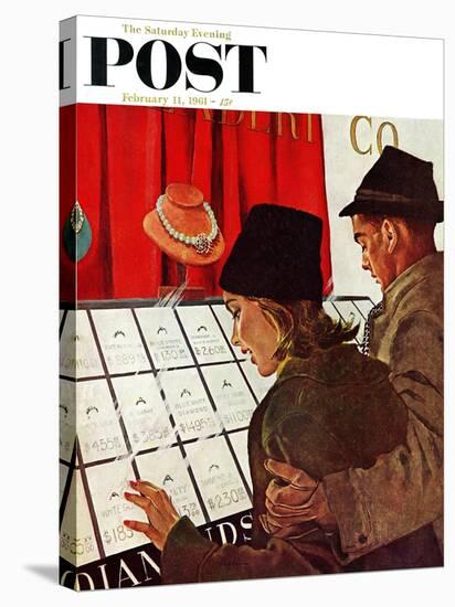 "Selecting the Ring," Saturday Evening Post Cover, February 11, 1961-George Hughes-Stretched Canvas