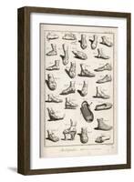 Selection of Ancient and Not So Ancient Footwear Including Various Styles of Sandal-Bernard-Framed Art Print