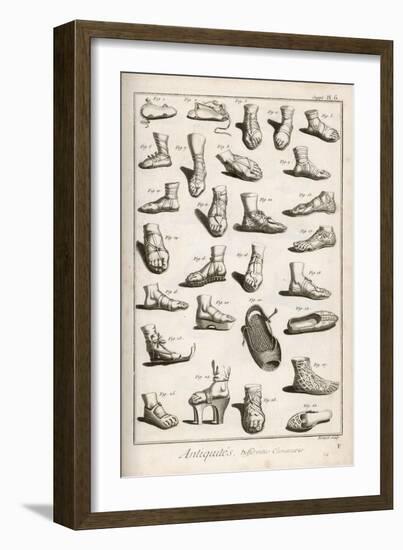 Selection of Ancient and Not So Ancient Footwear Including Various Styles of Sandal-Bernard-Framed Art Print