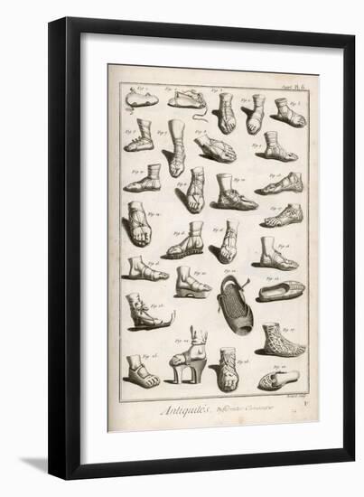 Selection of Ancient and Not So Ancient Footwear Including Various Styles of Sandal-Bernard-Framed Art Print