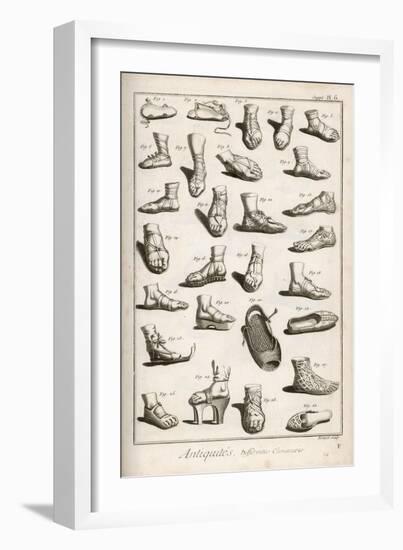 Selection of Ancient and Not So Ancient Footwear Including Various Styles of Sandal-Bernard-Framed Art Print