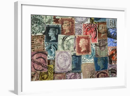 Selection of old British Stamps-Tom Quartermaine-Framed Giclee Print