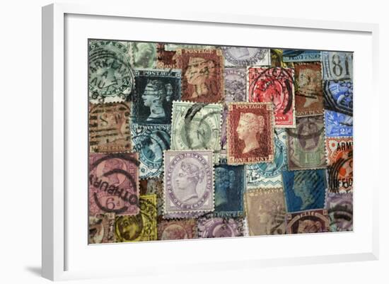 Selection of old British Stamps-Tom Quartermaine-Framed Giclee Print