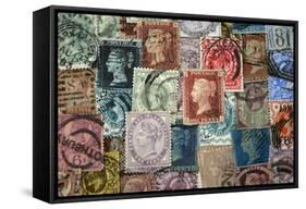 Selection of old British Stamps-Tom Quartermaine-Framed Stretched Canvas