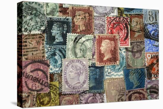 Selection of old British Stamps-Tom Quartermaine-Stretched Canvas